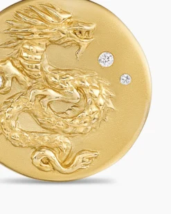 Dragon Amulet 18K Yellow Gold with Diamonds, 19mm