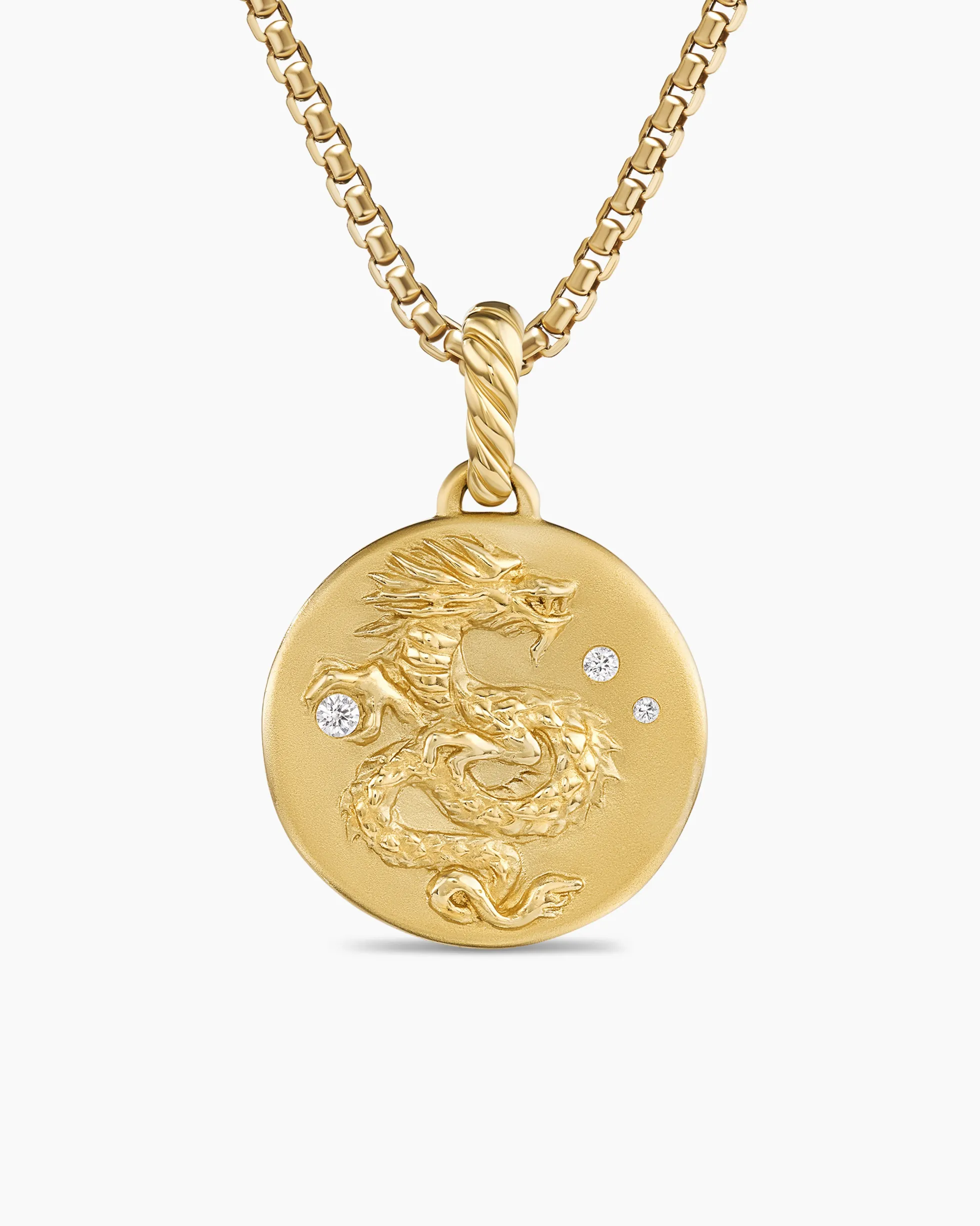 Dragon Amulet 18K Yellow Gold with Diamonds, 19mm