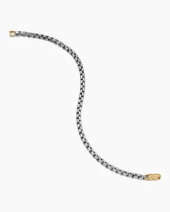 DY Bel Aire Box Chain Bracelet Sterling Silver with 14K Yellow Gold, 4mm