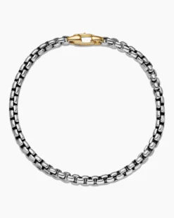 DY Bel Aire Box Chain Bracelet Sterling Silver with 14K Yellow Gold, 4mm