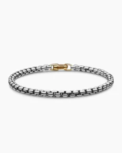 DY Bel Aire Box Chain Bracelet Sterling Silver with 14K Yellow Gold, 4mm