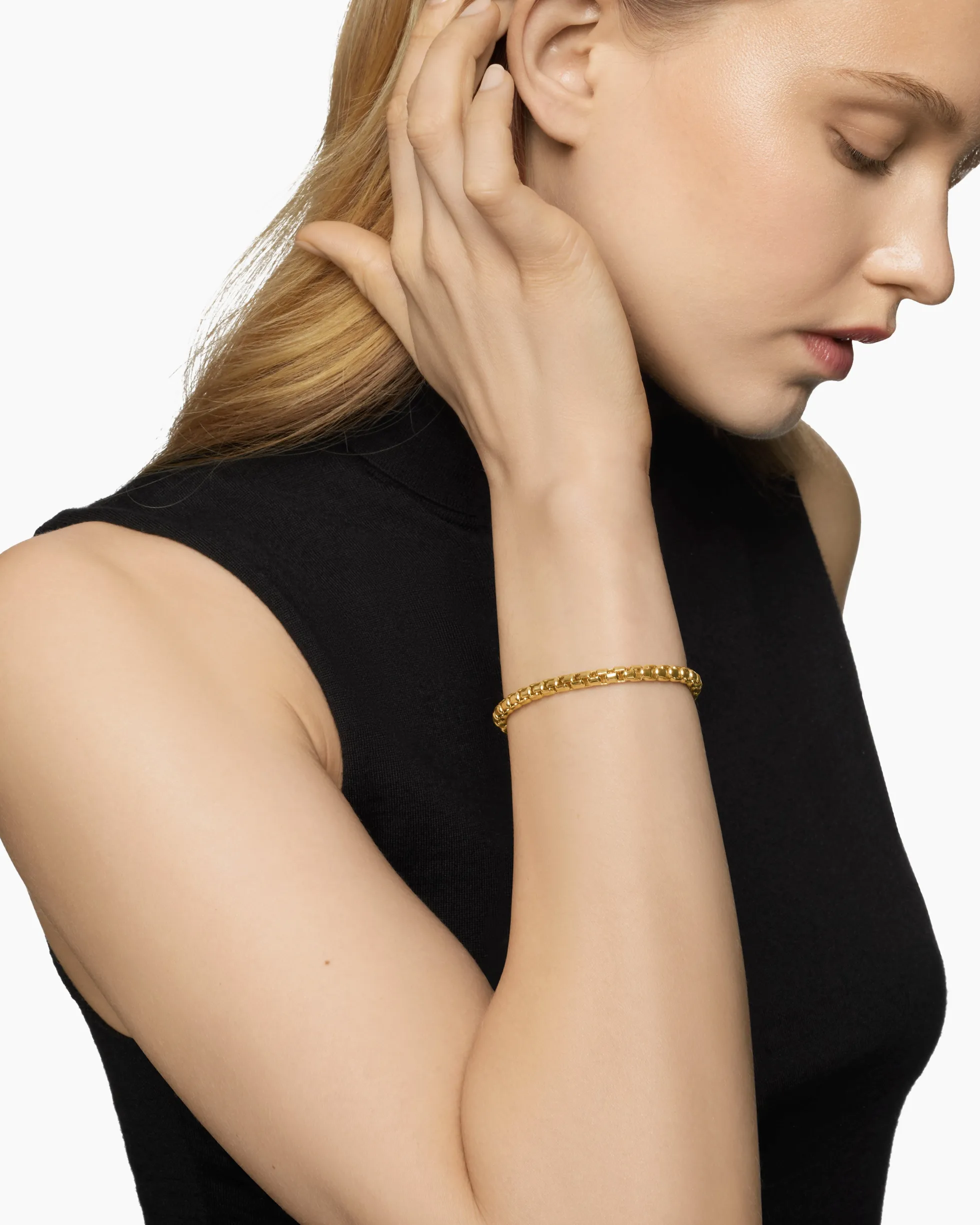 DY Bel Aire Box Chain Bracelet 18K Yellow Gold, 5.2mm