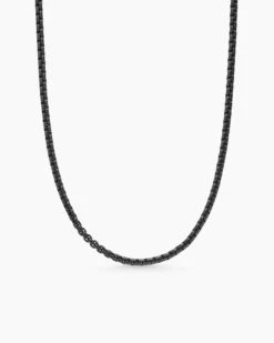 DY Bel Aire Color Box Chain Necklace Black Acrylic with 14K Yellow Gold, 2.7mm