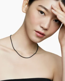 DY Bel Aire Color Box Chain Necklace Black Acrylic with 14K Yellow Gold, 2.7mm