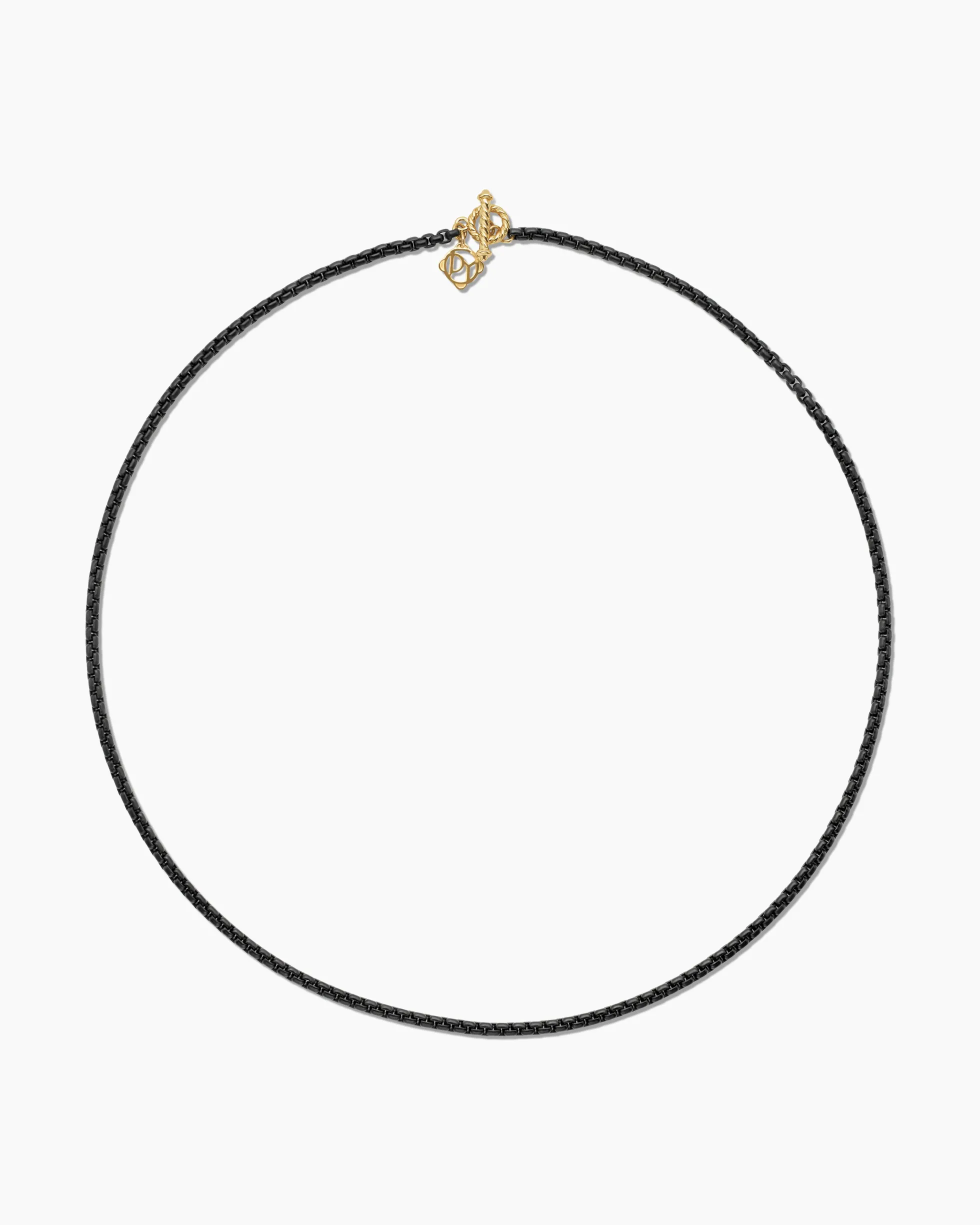 DY Bel Aire Color Box Chain Necklace Black Acrylic with 14K Yellow Gold, 2.7mm