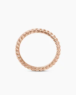 DY Cable Band Ring 18K Rose Gold, 2mm