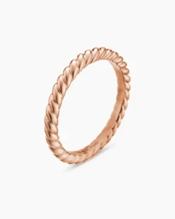 DY Cable Band Ring 18K Rose Gold, 2.45mm