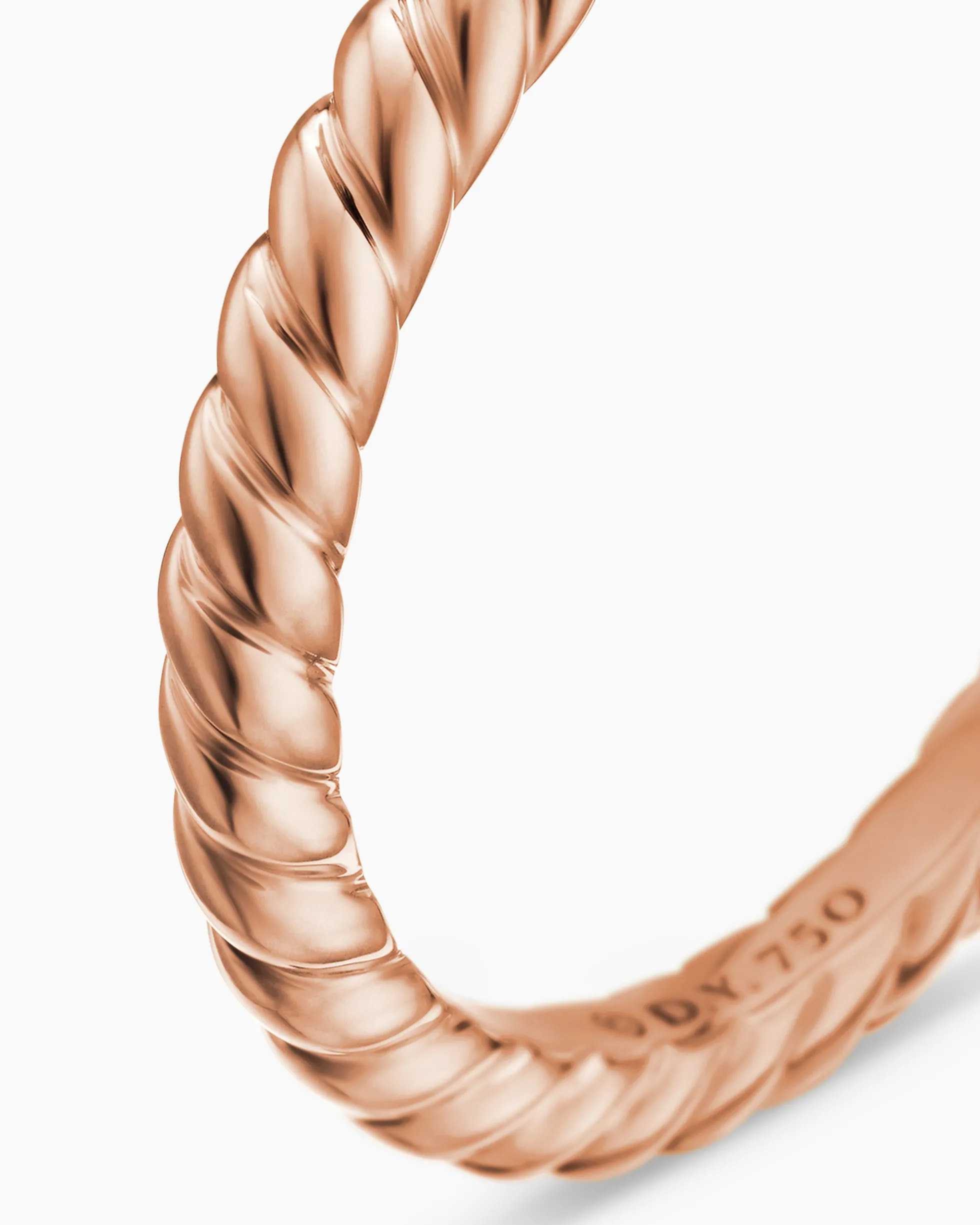 DY Cable Band Ring 18K Rose Gold, 2.45mm