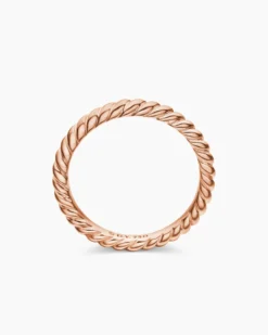 DY Cable Band Ring 18K Rose Gold, 2.45mm