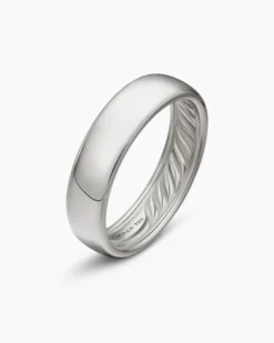 DY Classic Band Ring 18K White Gold, 6mm