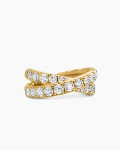 DY Crossover® Band Ring 18K Yellow Gold with Diamonds, 8mm