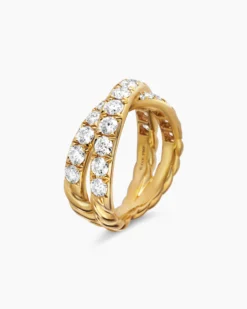 DY Crossover® Band Ring 18K Yellow Gold with Diamonds, 8mm
