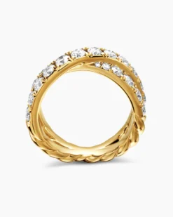 DY Crossover® Band Ring 18K Yellow Gold with Diamonds, 8mm
