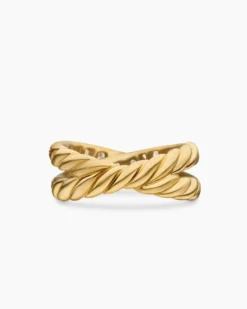 DY Crossover® Band Ring 18K Yellow Gold with Diamonds, 8mm