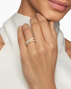 DY Crossover® Band Ring 18K Yellow Gold with Diamonds, 8mm