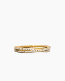 DY Crossover® Micro Pavé Band Ring 18K Yellow Gold with Pavé Diamonds, 3.14mm