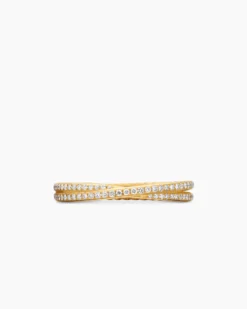 DY Crossover® Micro Pavé Band Ring 18K Yellow Gold with Pavé Diamonds, 3.14mm
