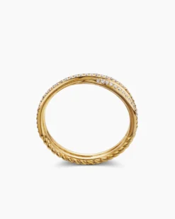 DY Crossover® Micro Pavé Band Ring 18K Yellow Gold with Pavé Diamonds, 3.14mm