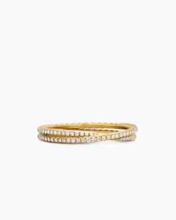 DY Crossover® Micro Pavé Band Ring 18K Yellow Gold with Pavé Diamonds, 3.14mm