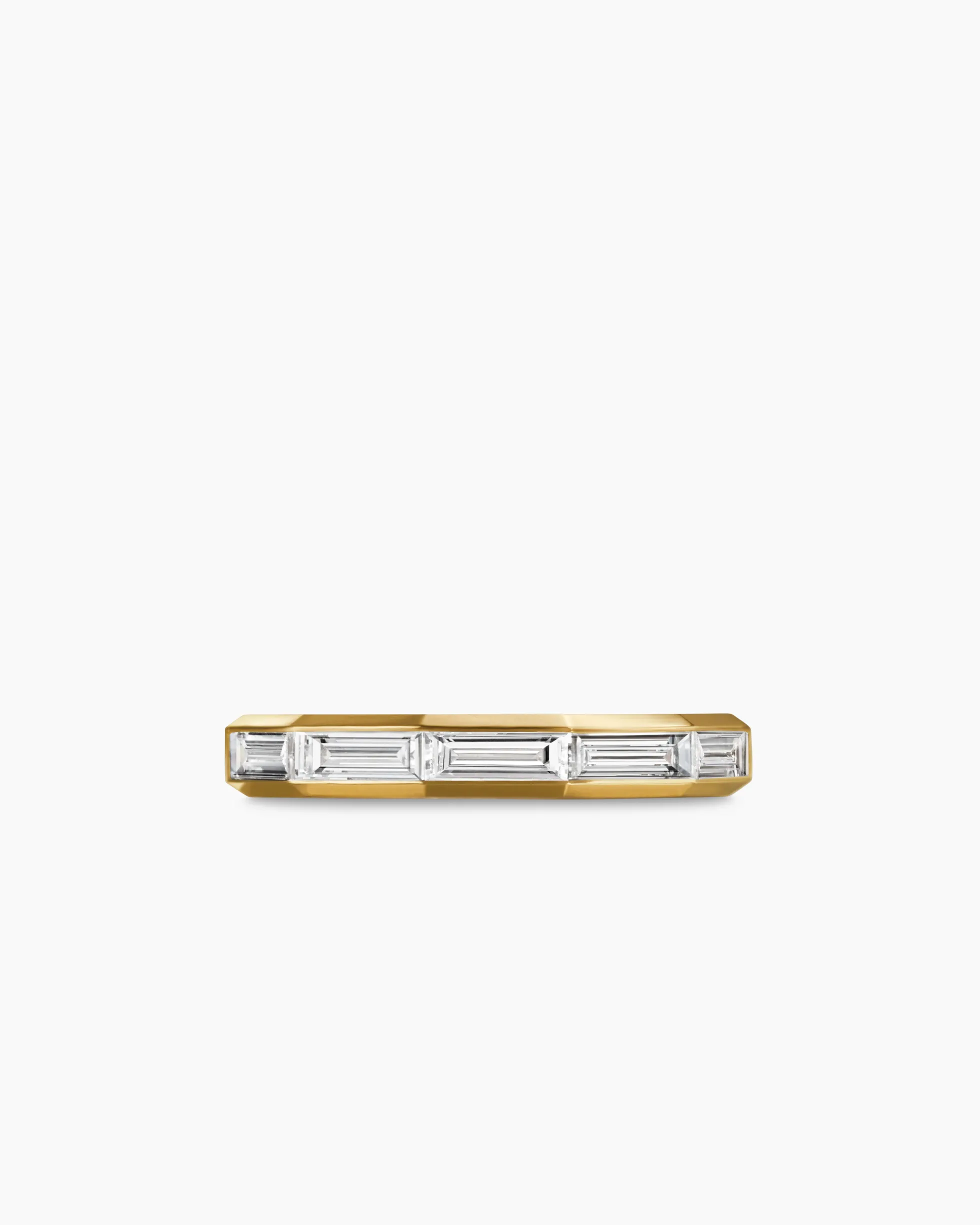 DY Delaunay Band Ring 18K Yellow Gold with Baguette Diamonds, 3.2mm