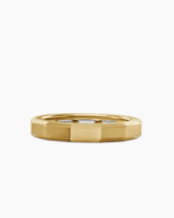 DY Delaunay Band Ring 18K Yellow Gold with Baguette Diamonds, 3.2mm