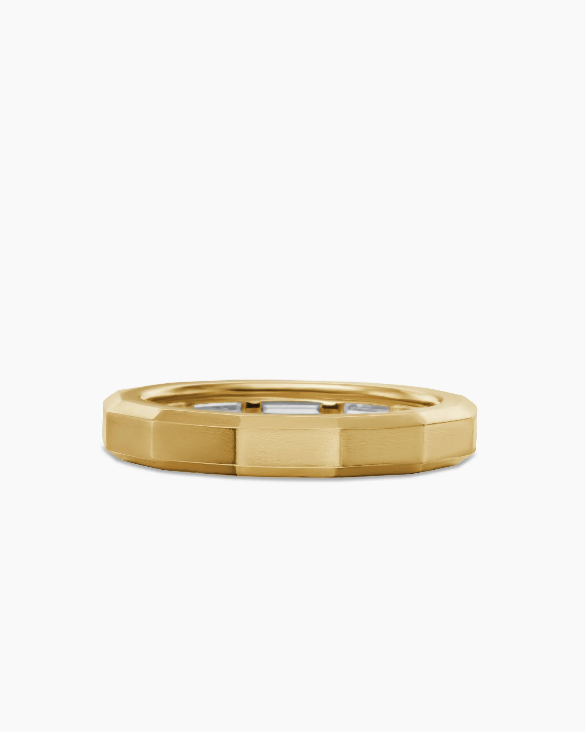 DY Delaunay Band Ring 18K Yellow Gold with Baguette Diamonds, 3.2mm