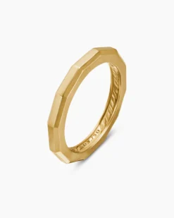 DY Delaunay Faceted Band Ring 18K Yellow Gold, 2.5mm