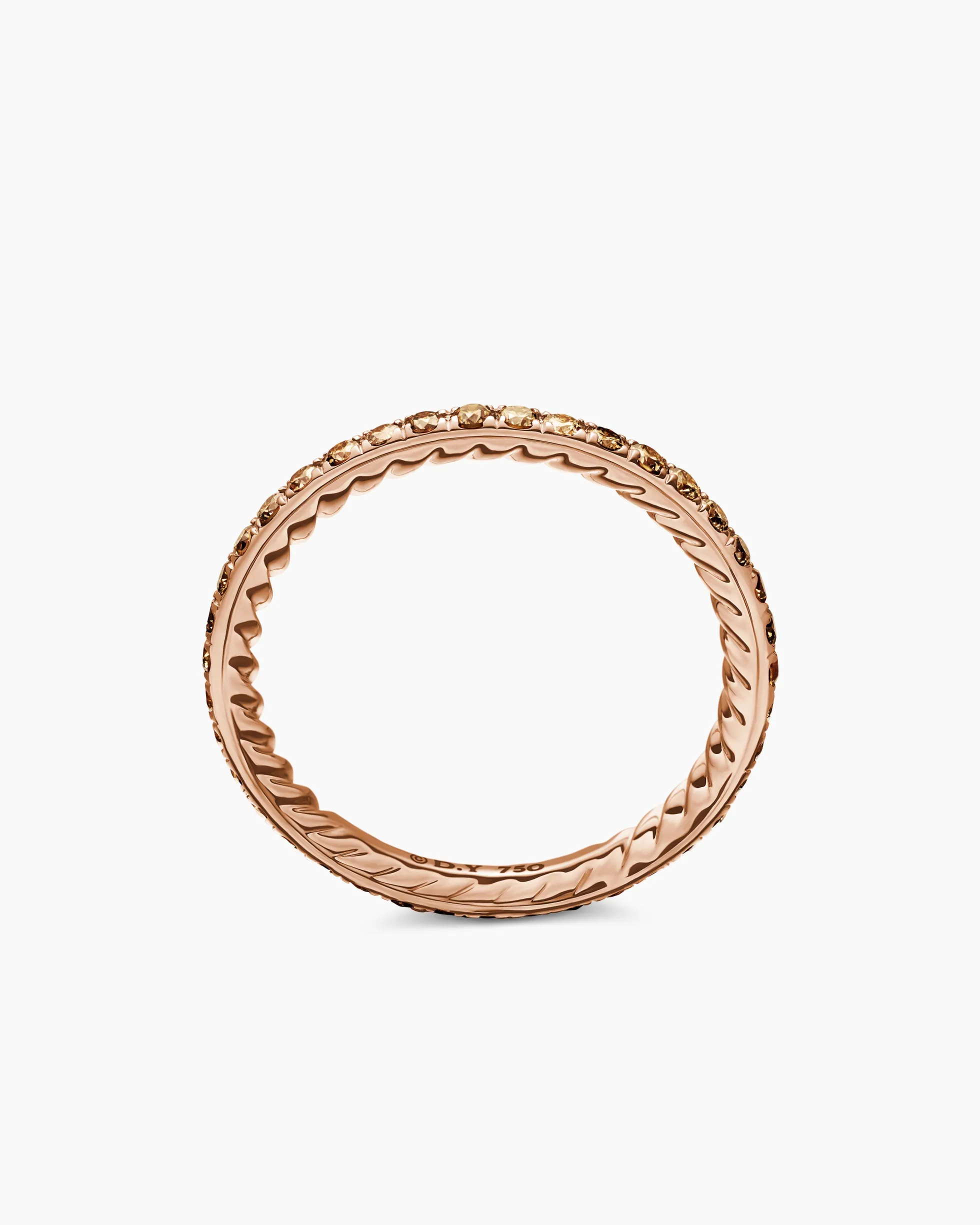 DY Eden Band Ring 18K Rose Gold with Pavé Cognac Diamonds, 1.85mm