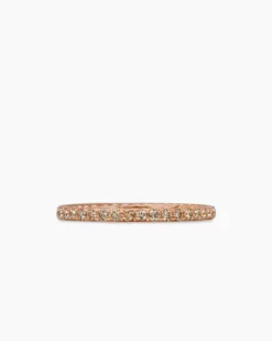 DY Eden Band Ring 18K Rose Gold with Pavé Cognac Diamonds, 1.85mm