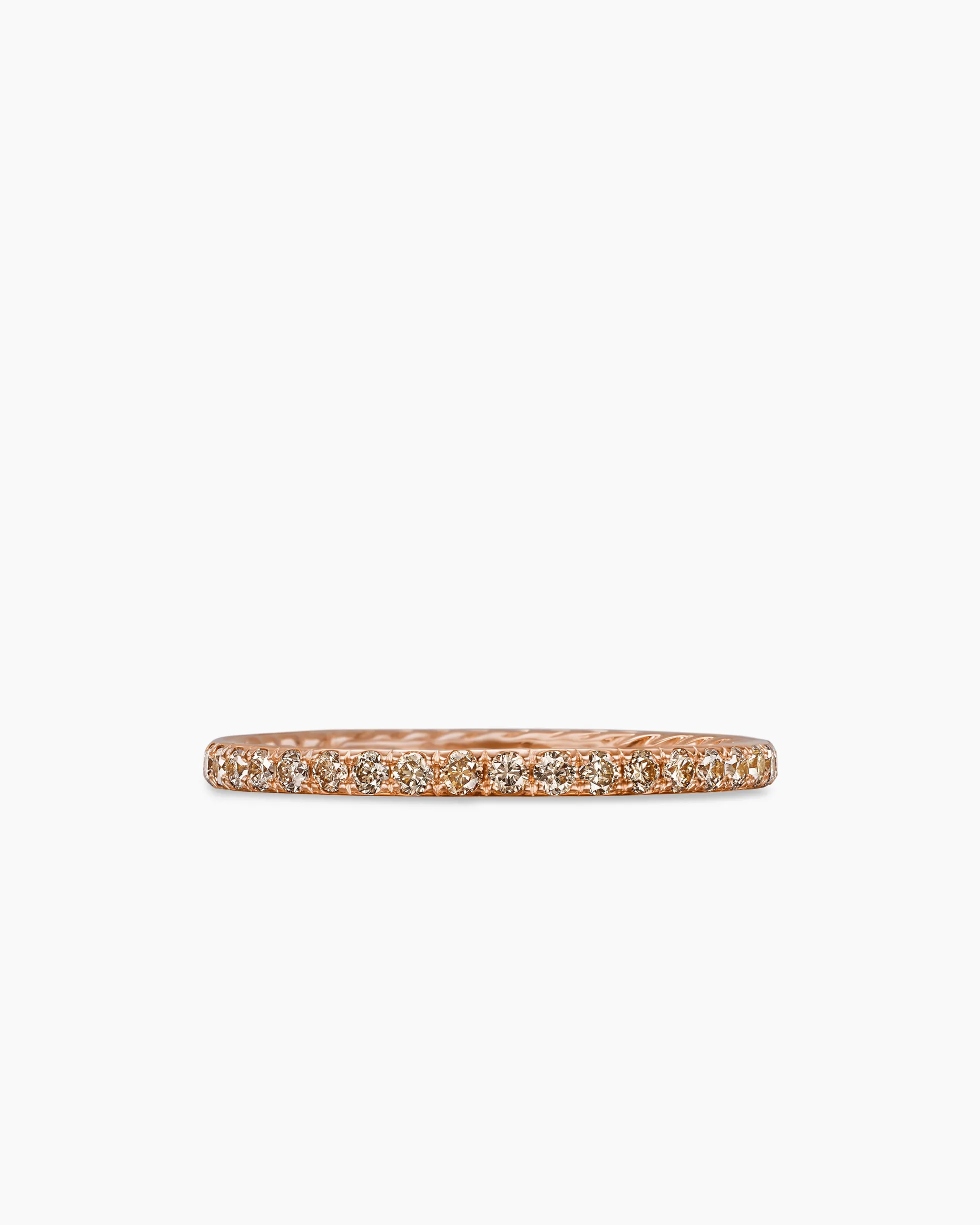 DY Eden Band Ring 18K Rose Gold with Pavé Cognac Diamonds, 1.85mm