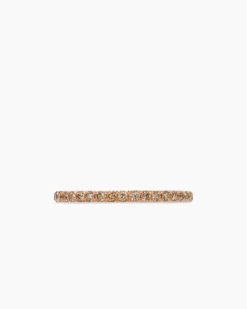 DY Eden Band Ring 18K Rose Gold with Pavé Cognac Diamonds, 1.85mm