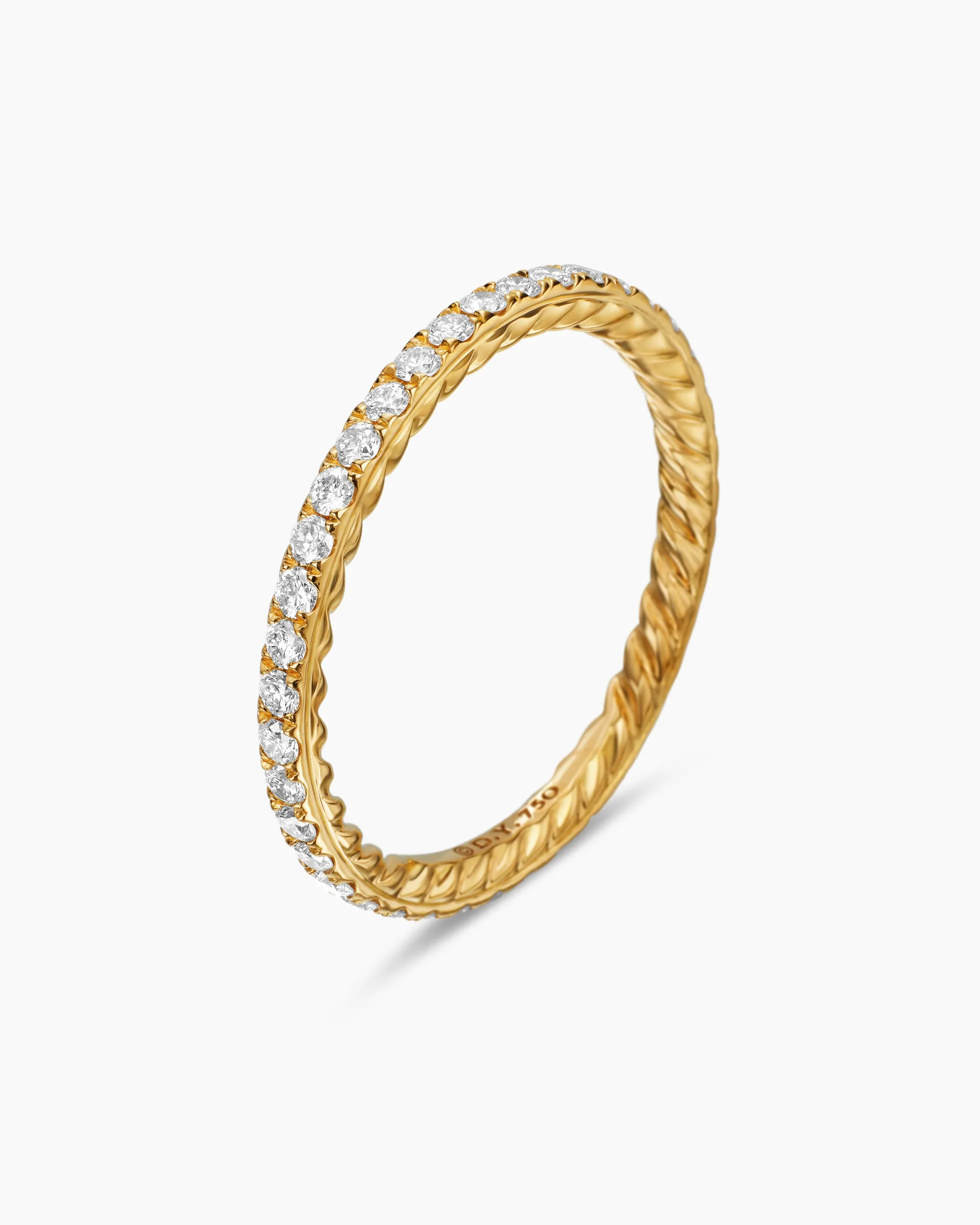 DY Eden Band Ring 18K Yellow Gold with Pavé Diamonds, 1.85mm