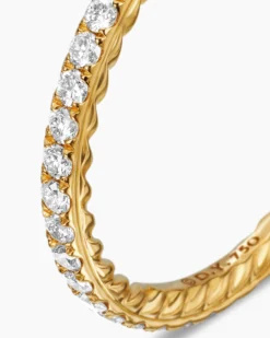 DY Eden Band Ring 18K Yellow Gold with Pavé Diamonds, 1.85mm