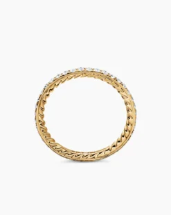 DY Eden Band Ring 18K Yellow Gold with Pavé Diamonds, 1.85mm