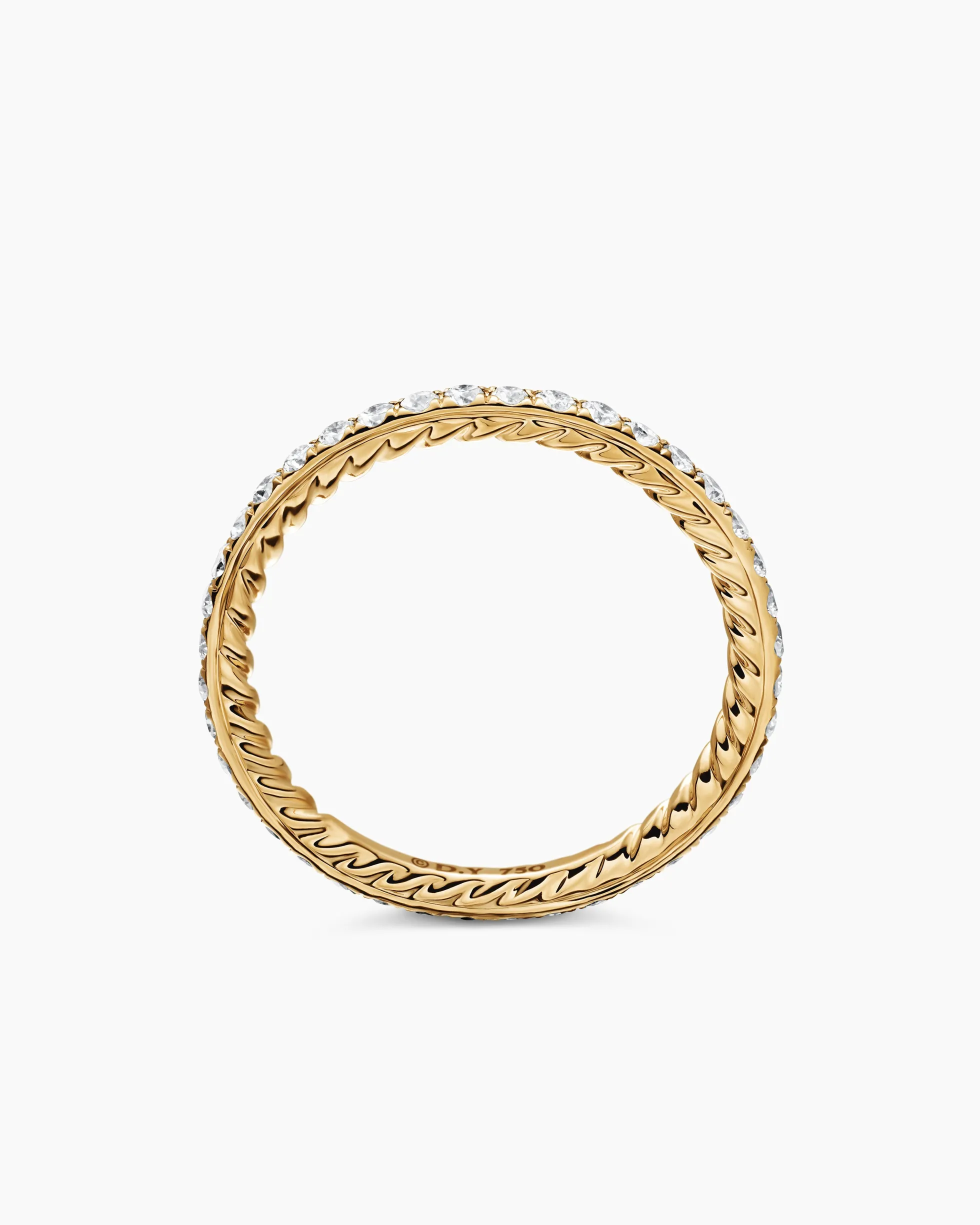DY Eden Band Ring 18K Yellow Gold with Pavé Diamonds, 1.85mm