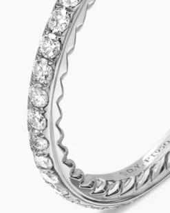 DY Eden Band Ring Platinum with Pavé Diamonds, 1.85mm