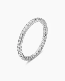 DY Eden Band Ring Platinum with Pavé Diamonds, 1.85mm