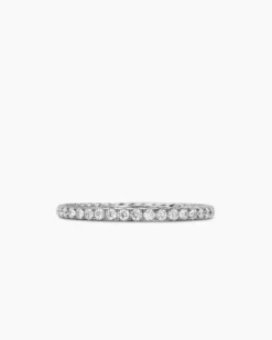 DY Eden Band Ring Platinum with Pavé Diamonds, 1.85mm