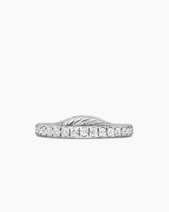 DY Eden Band Ring Platinum with Pavé Diamonds, 2.3mm