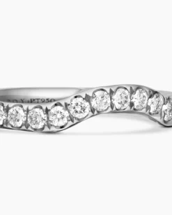 DY Eden Band Ring Platinum with Pavé Diamonds, 2.3mm