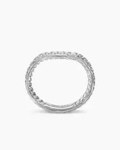DY Eden Band Ring Platinum with Pavé Diamonds, 2.3mm
