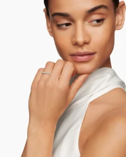 DY Eden Band Ring Platinum with Pavé Diamonds, 2.3mm