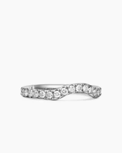 DY Eden Band Ring Platinum with Pavé Diamonds, 2.3mm
