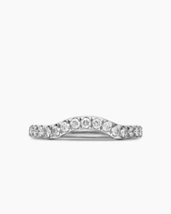DY Eden Band Ring Platinum with Pavé Diamonds, 2.3mm