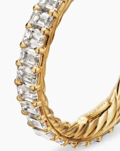 DY Eden Eternity Band Ring 18K Yellow Gold with Emerald Diamonds, 3.5mm