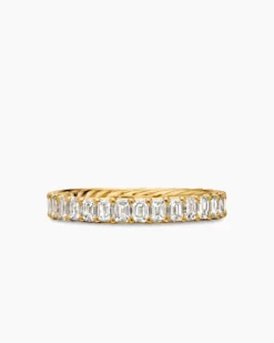 DY Eden Eternity Band Ring 18K Yellow Gold with Emerald Diamonds, 3.5mm