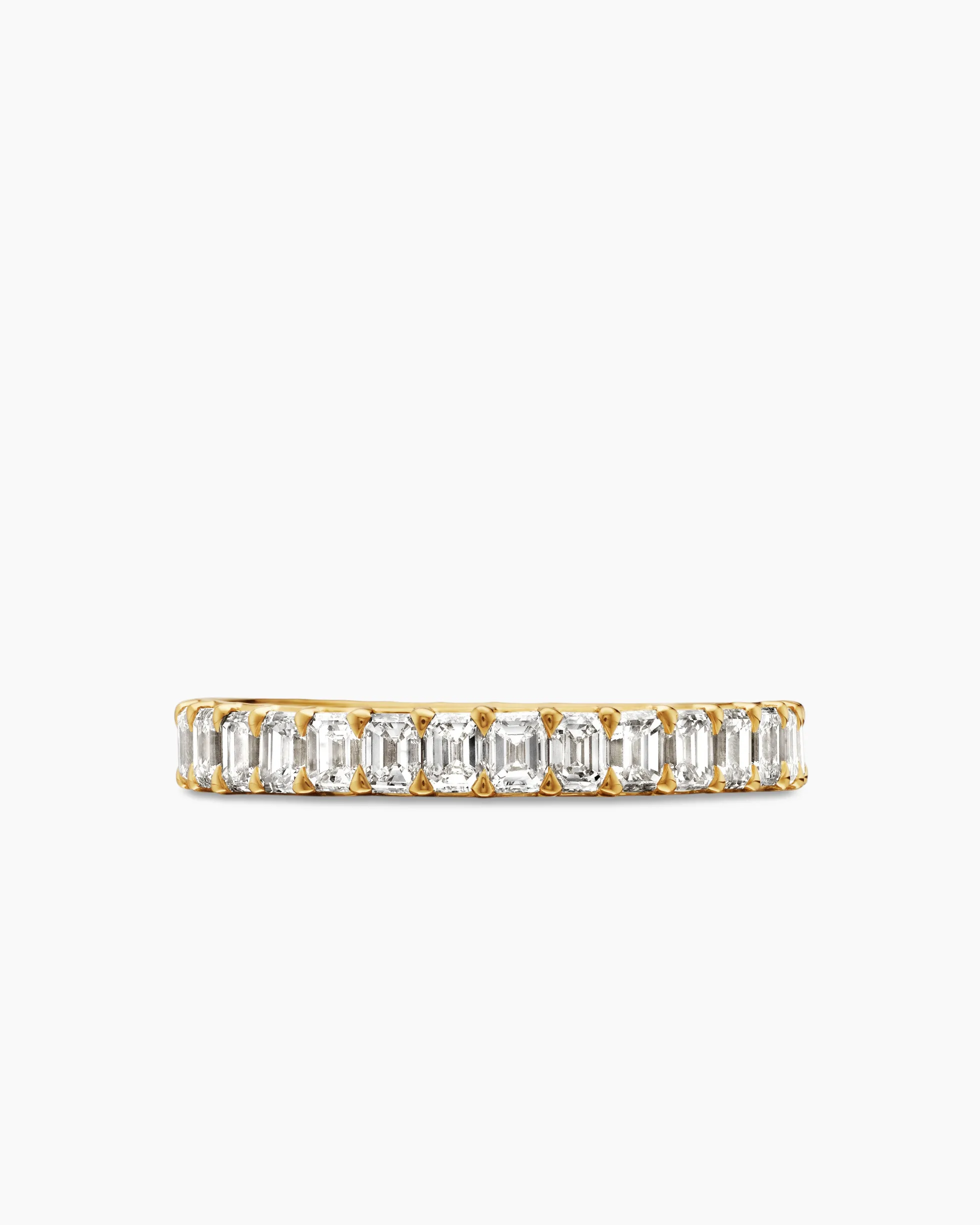 DY Eden Eternity Band Ring 18K Yellow Gold with Emerald Diamonds, 3.5mm