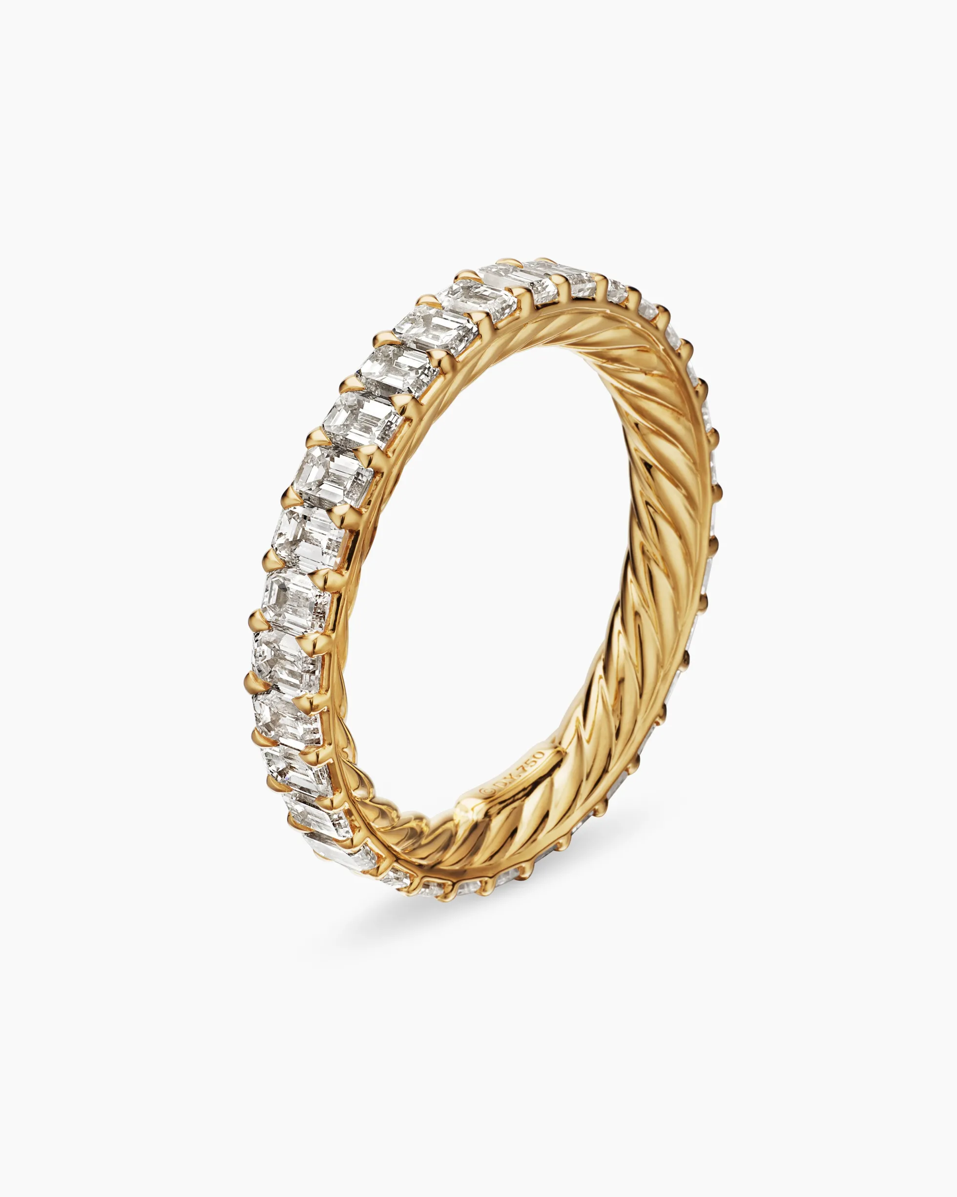 DY Eden Eternity Band Ring 18K Yellow Gold with Emerald Diamonds, 3.5mm