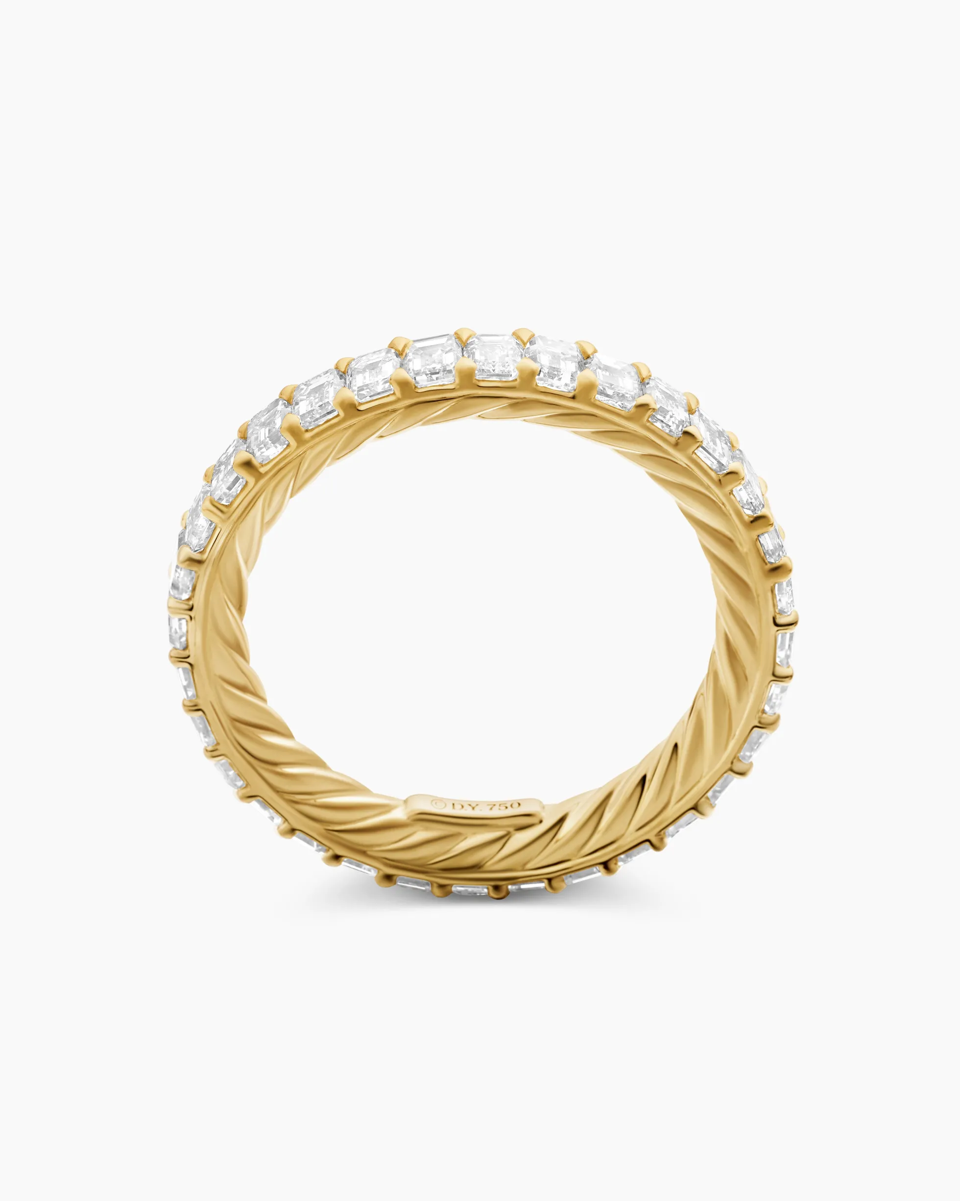 DY Eden Eternity Band Ring 18K Yellow Gold with Emerald Diamonds, 3.5mm