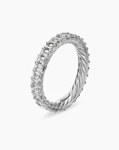 DY Eden Eternity Band Ring Platinum with Emerald Diamonds, 3.5mm